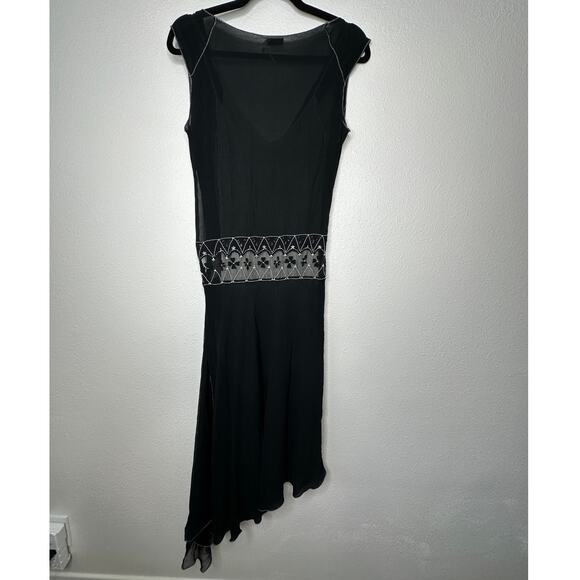 Vintage Max Studio Special Edition Black Ivory Sheer Silk Embroidered Dress S - Picture 7 of 15